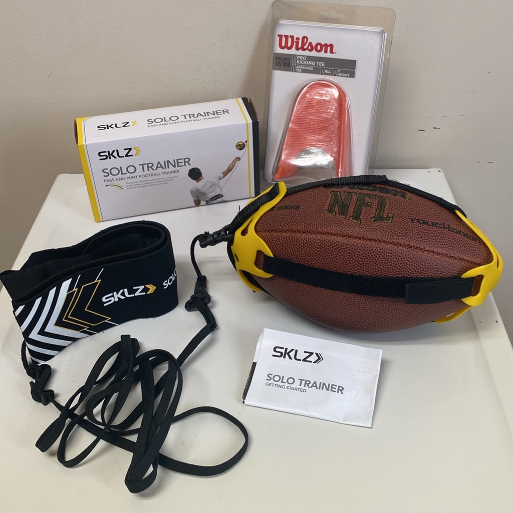 Wilson Pro Kicking Tee 1” & Sklz Pass & Punt Solo Football Trainer Bundle New